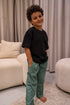Boys summer pajama set Black t-shirt + Green Dog Pants